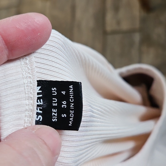 SHEIN Two-Tone Sleeveless Mini Dress in Cream and Brown Size Small - Picture 2 of 4